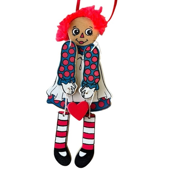 Vintage Kurt Adler Raggedy Ann and Andy Jointed Ornaments Wood 6” Taiwan - Picture 3 of 7